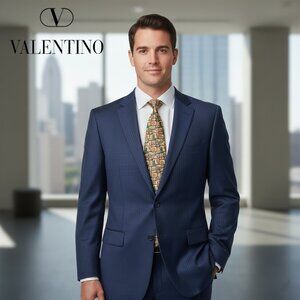 Valentino Cravatte Men’s 100% Silk Necktie, Made in Italy, L: 57"